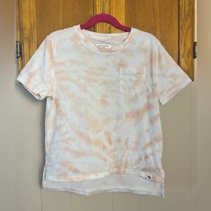 Abercrombie Kids White & Peach Tie-dye High-low Tee, Girl’s 7/8